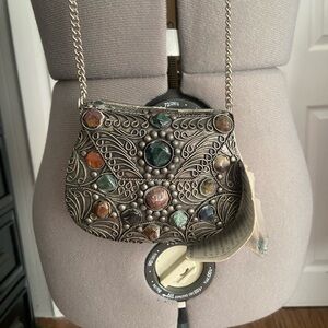 Chic Silver Embellished Crossbody Bag